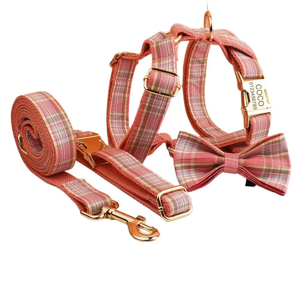 Plaid Pet Collar Traction Rope