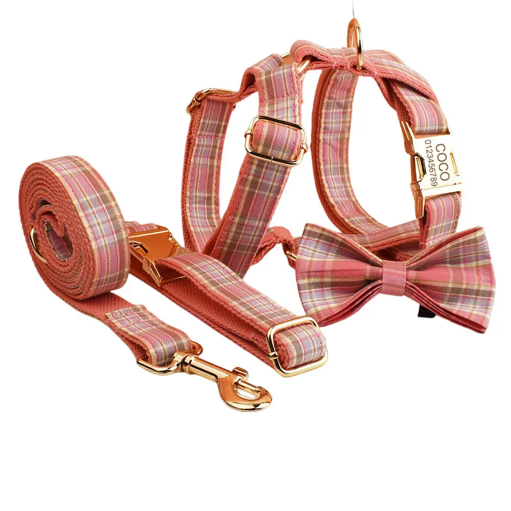 Plaid Pet Collar Traction Rope
