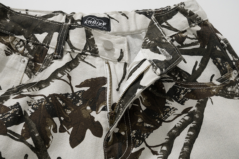 Loose American Retro Camouflage Workwear Wide Leg Pants - Image 14