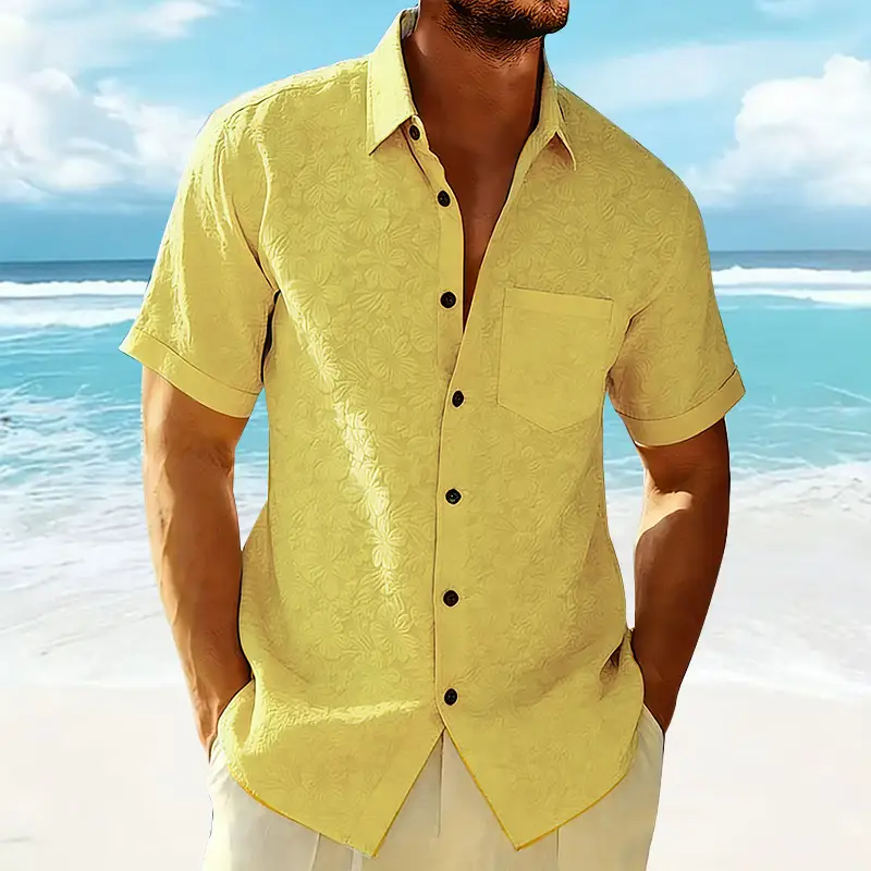 Men's Casual Loose-fit Bell-Bottom Short-Sleeve Shirt