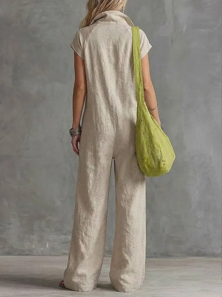 Women's loose jumpsuit in navy blue – back view