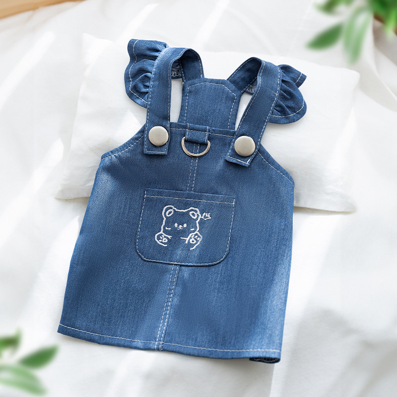 Dog Cat Classic Denim Clothes And Dresses Puppy Anti-lint Summer Thin Bichon Pet Clothing Small Dog
