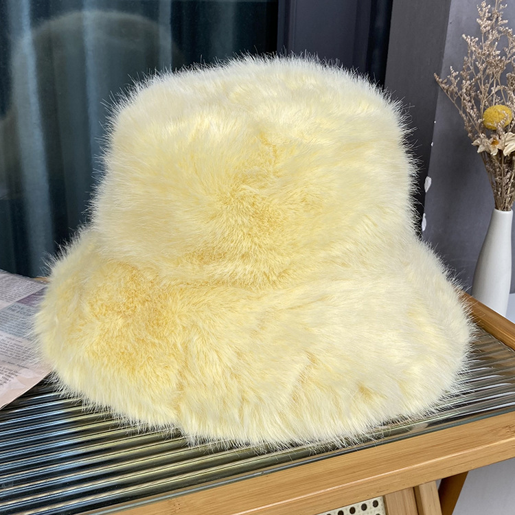 All-match Long Fur Korean Warm Bucket Hat