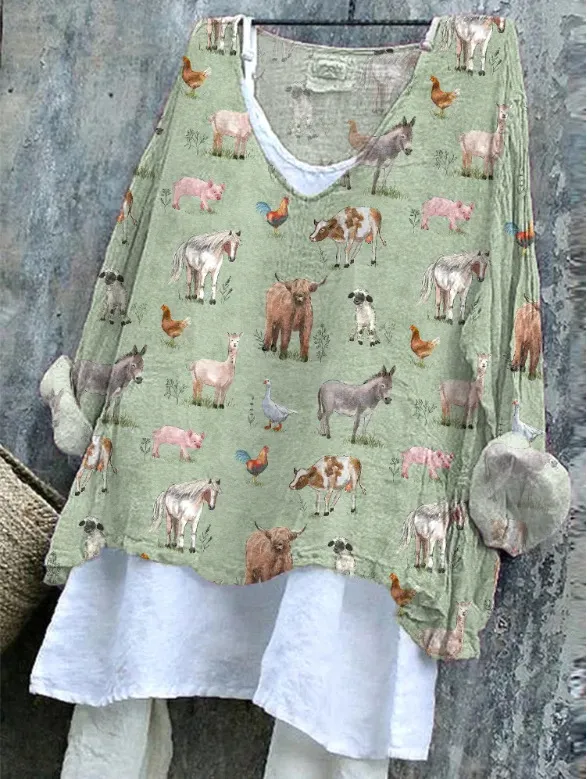 Women's Casual Printed V neck Long Sleeve Top D S - Shop at LoveMi