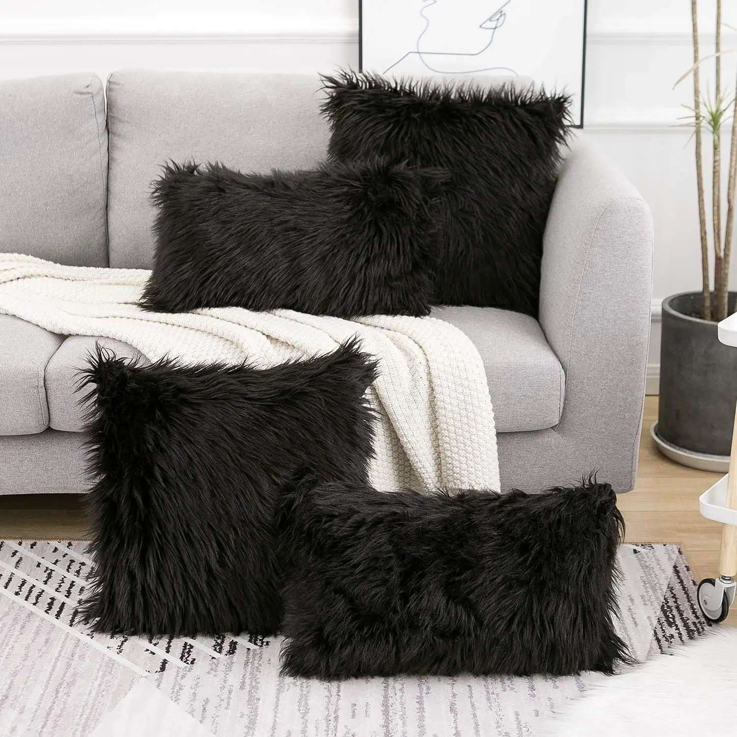 Nordic Style Solid Color Plush Pillowcase