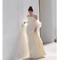 Outdoor Travel Shooting Light Yarn Dress Skirt - Champagne-S - View 1