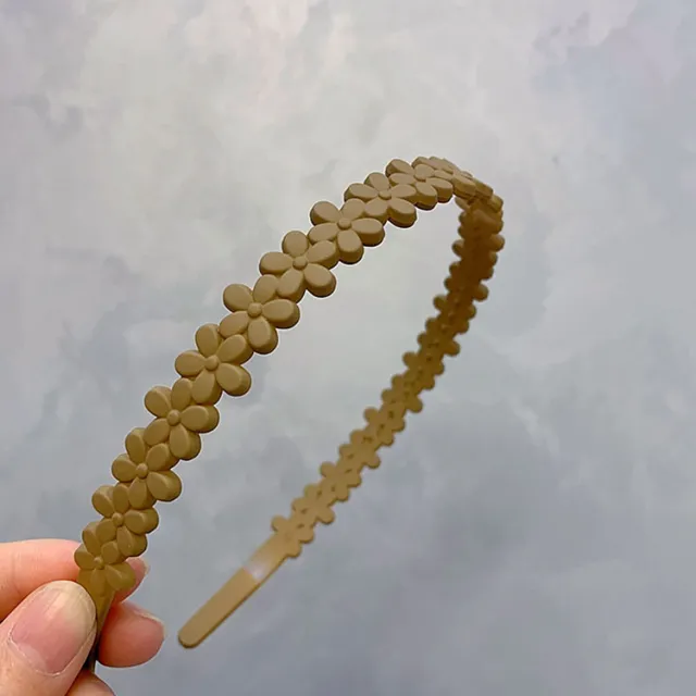 Rubber Paint Frosted Headband Candy Color Head Buckle Fixer Anti broken Hair Accessories Khaki - Shop at LoveMi
