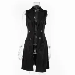 Fashionable Suede Slim-fit Retro Elegant Vest For Women - Black - View 1