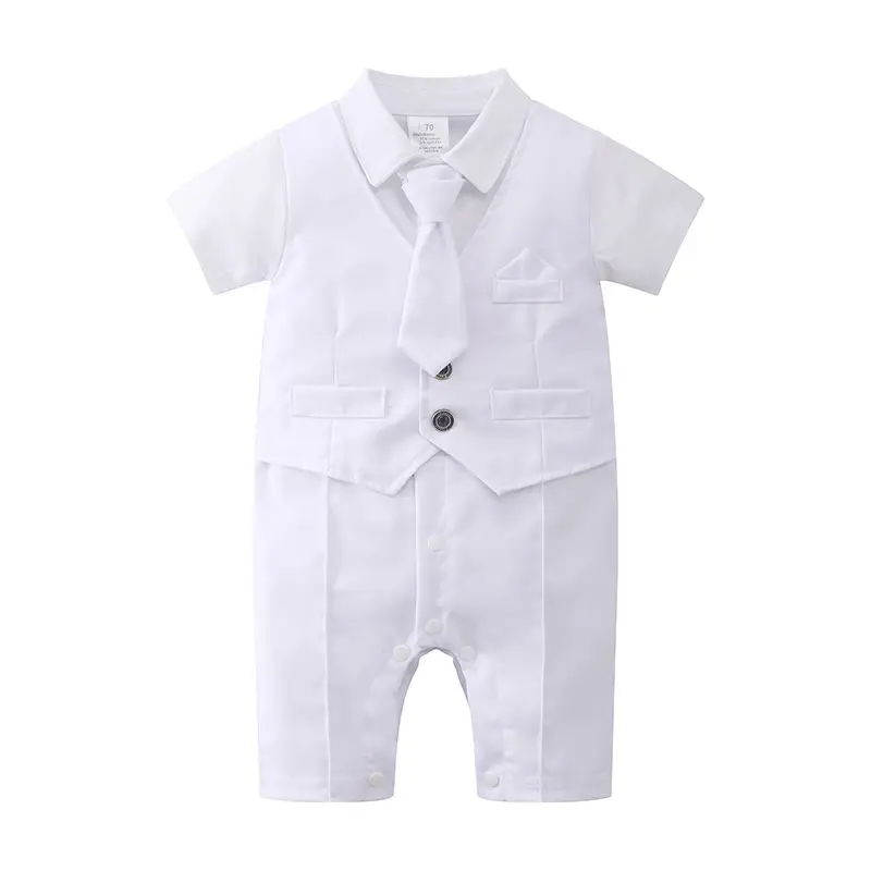 British Romper Baptism Dress Boys Baby Summer Bodysuit Baby Jumpsuit