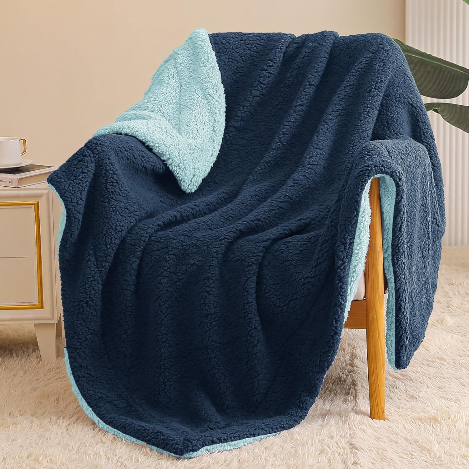 Two-Layer Double-Sided Lambswool Blanket With Contrasting Colorsperfect As A, picture 5 of 12