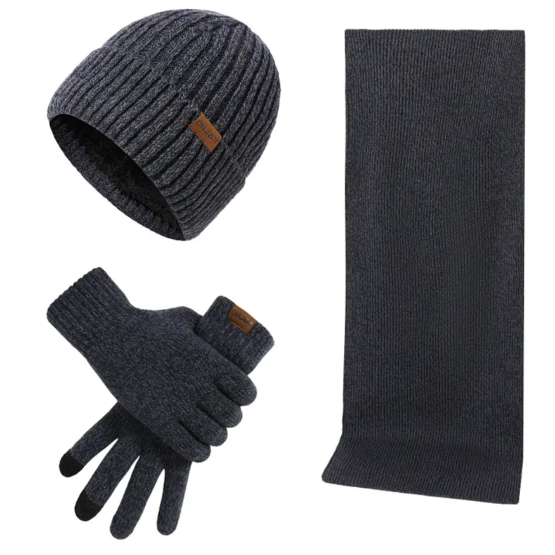 Thermal Knitting Hat Scarf And Gloves Three-piece Set