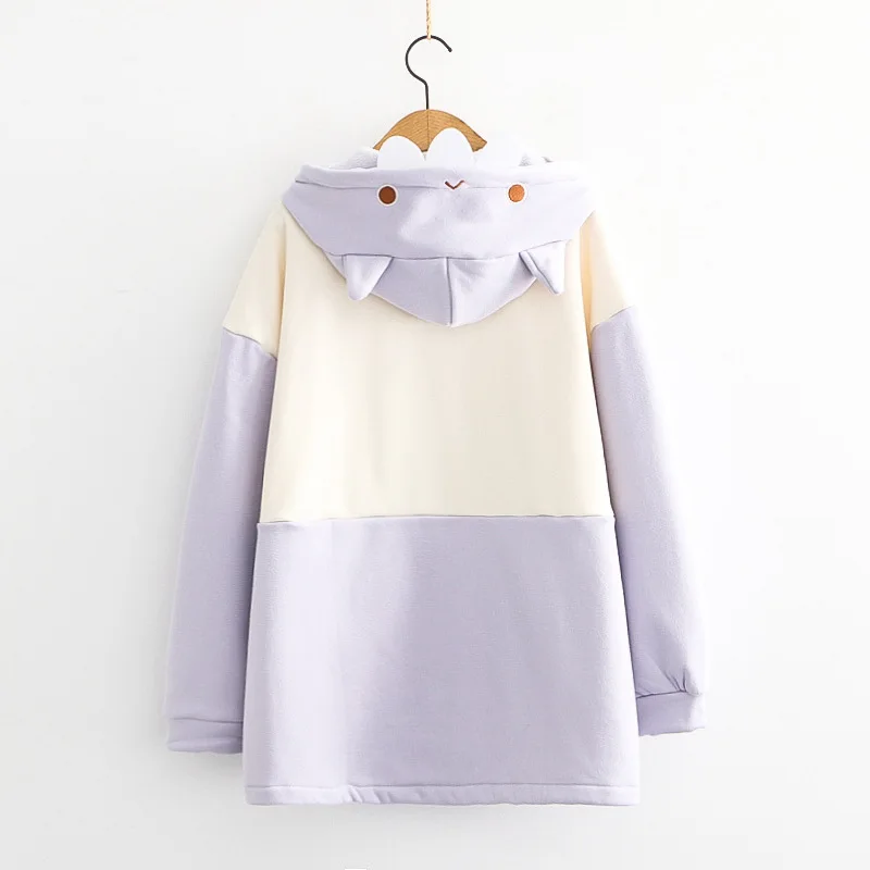 Title 7, Hooded Cat Color Matching Padded Sweater