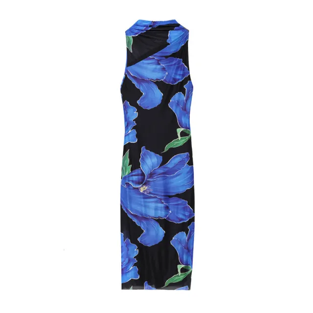 Young Elegant Tied Midi Skirt Dress Blue - Shop at LoveMi