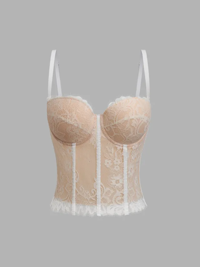 Women's Fashion Fishbone Corset Lace Small Sling Skin Color Xs - Shop at LoveMi