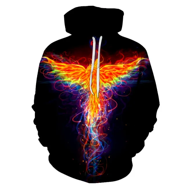 Flame Phoenix Series Hoodie Loose And Versatile Top Wy212 S - Shop at LoveMi