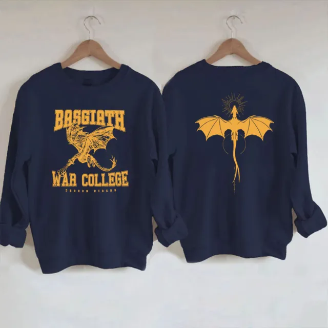 Vintage Fourth Wing Sweatshirt Dragon Rider 2 Side Print Bas Navy Blue - Shop at LoveMi