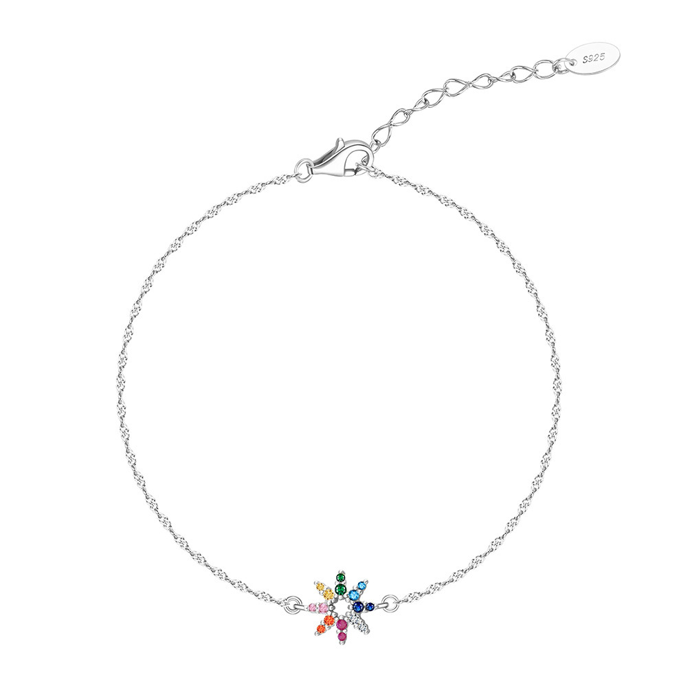 Women's Sterling Silver Bracelet Special-interest Design Inlaid Zirconium Flowers
