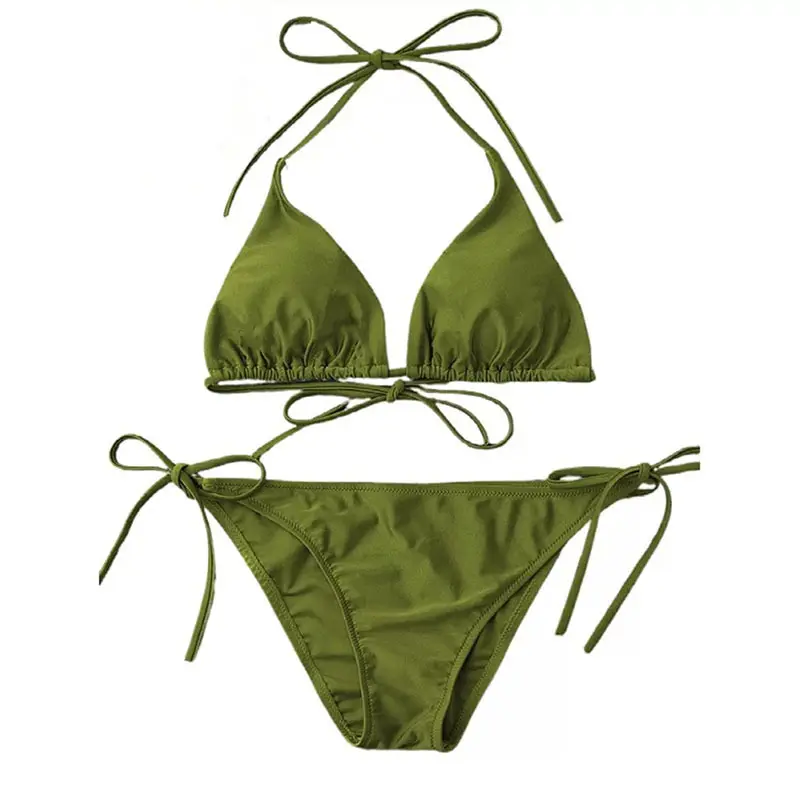 Womens French-style Knitted Ripped Sexy Bikini