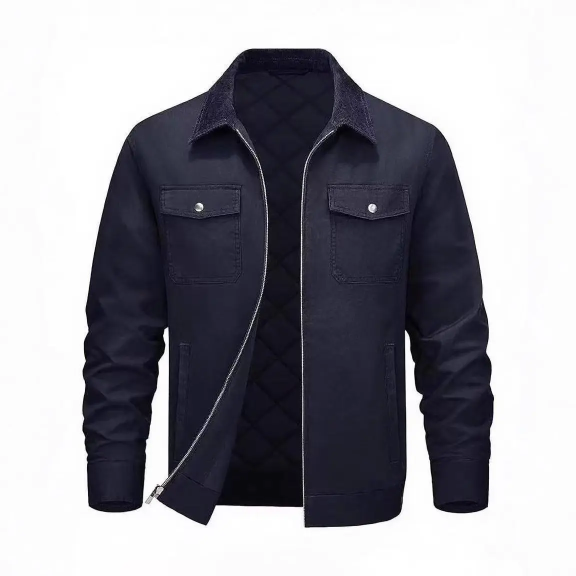 Men's Cotton-padded Clothes Long Sleeve Polo Collar