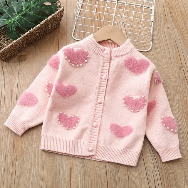 Girl's Sweater Knitwear Pullover Cardigan Top Pink With Fleece Lining - Shop at LoveMi