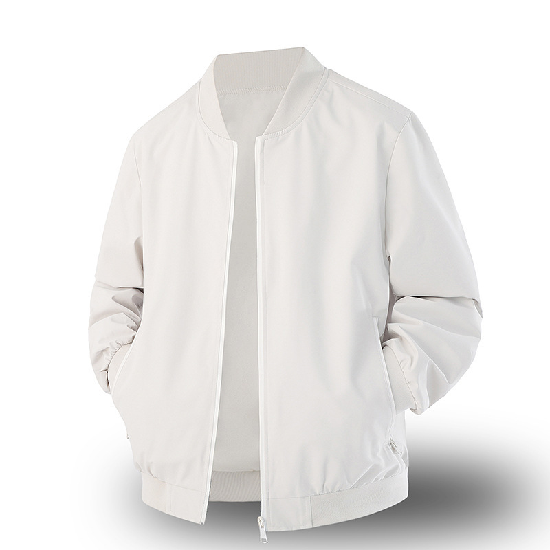 Mens Baseball Jacket Springautumn Trendy Solid Color Relaxed Fit