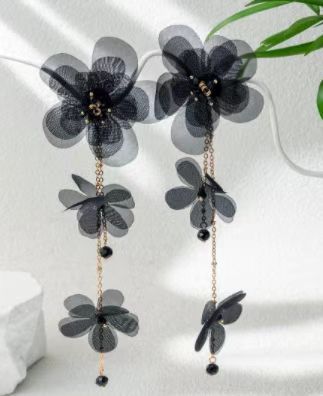 Stylish And Elegant Crystal Petal Long Tassel Earrings With A Cultural Creative Vibe