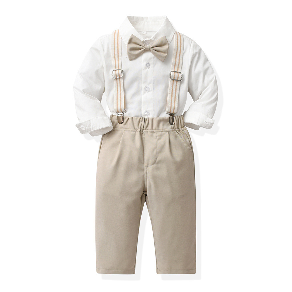 AutumnWinter British-style Boys Suspender Pants Set