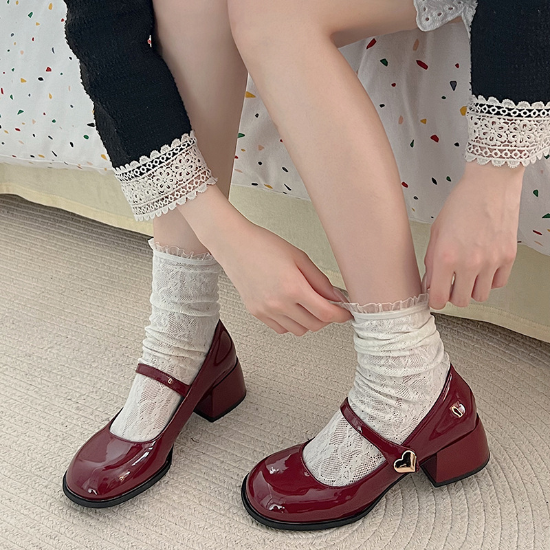 French-style Minimalist Chunky-heel Leather Shoes For Women