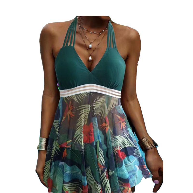 Women's High Waist Slim-fitting Back Shaping Pattern Printed Swimsuit