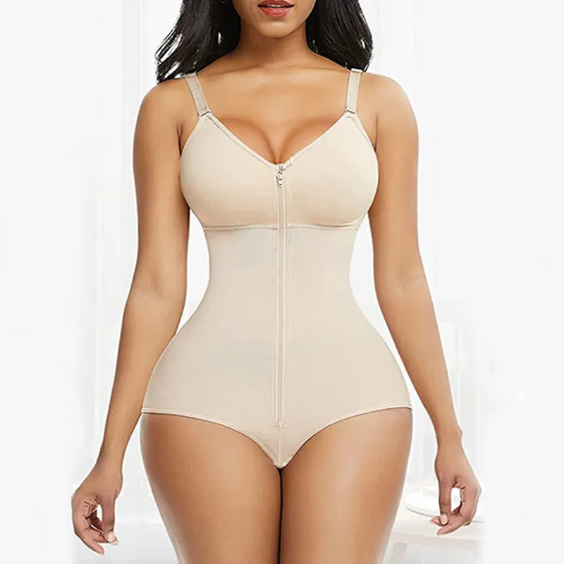 Women's Seamless Zipper One-piece Corset - Skin Color-2Xl