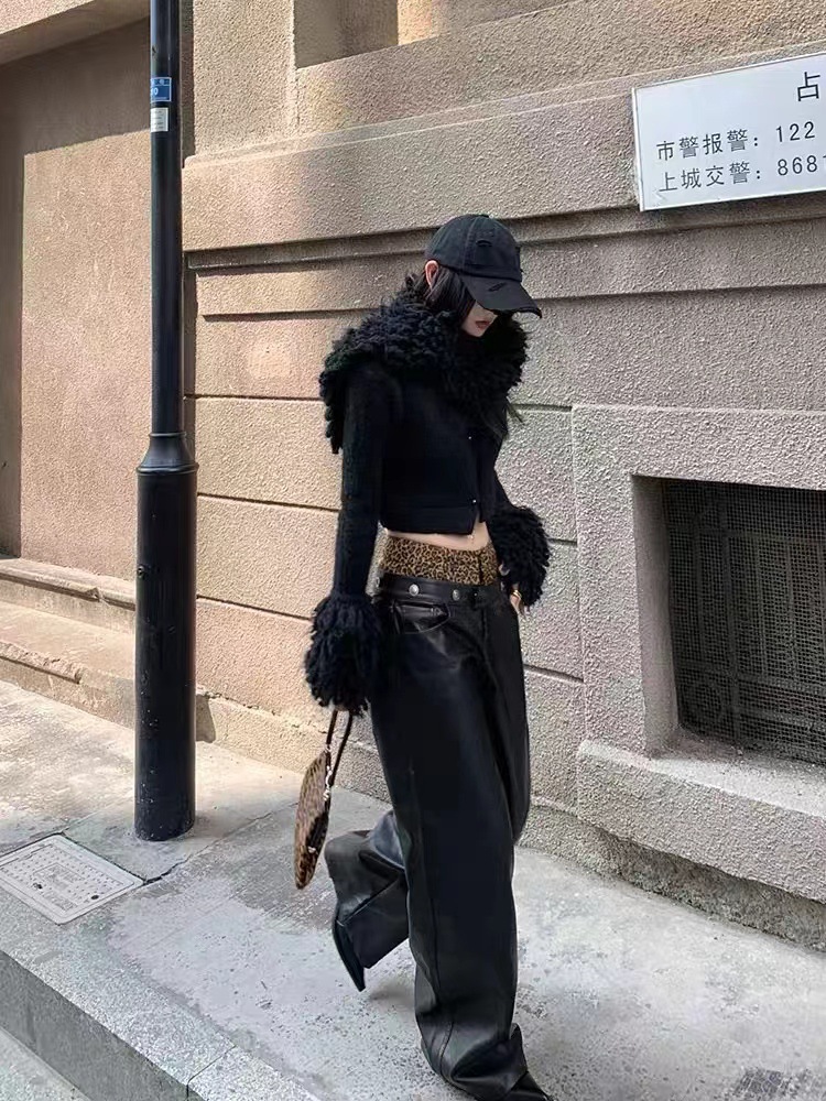 Patchwork Knitting Coat Cardigan Sweater Women's Top