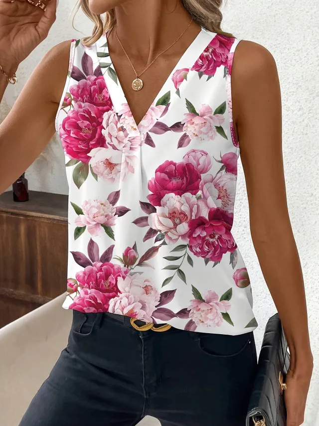 Women's Versatile Minimalist Printed Vest Wb32Rq250507Y027 M - Shop at LoveMi