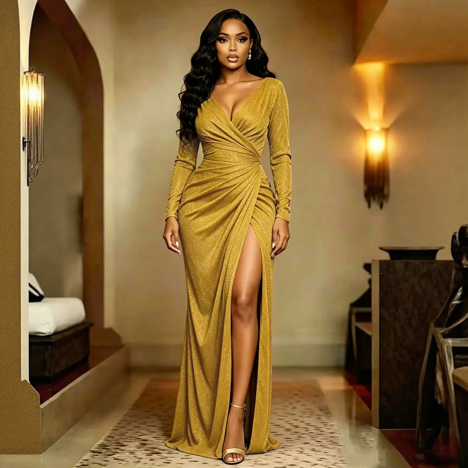 Women's High-Slit Evening Party Dress