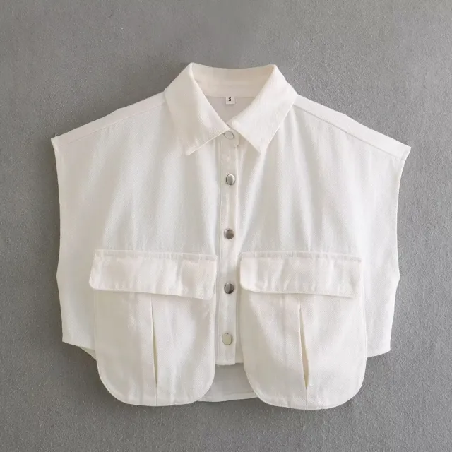 European And American Style Lapel T shirt Shory Style Denim Shirt White - Shop at LoveMi