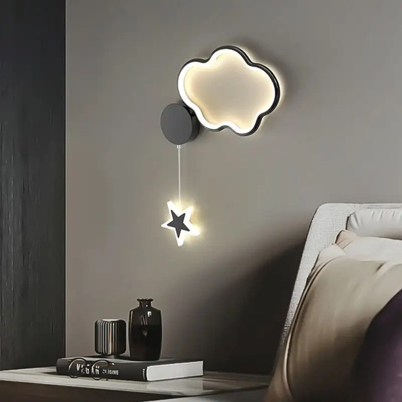 Cloud Bedroom Bedside Wall Lamp Five-pointed Star