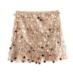 Sequined Sheath Skirt Mini Women - Gold - View 1