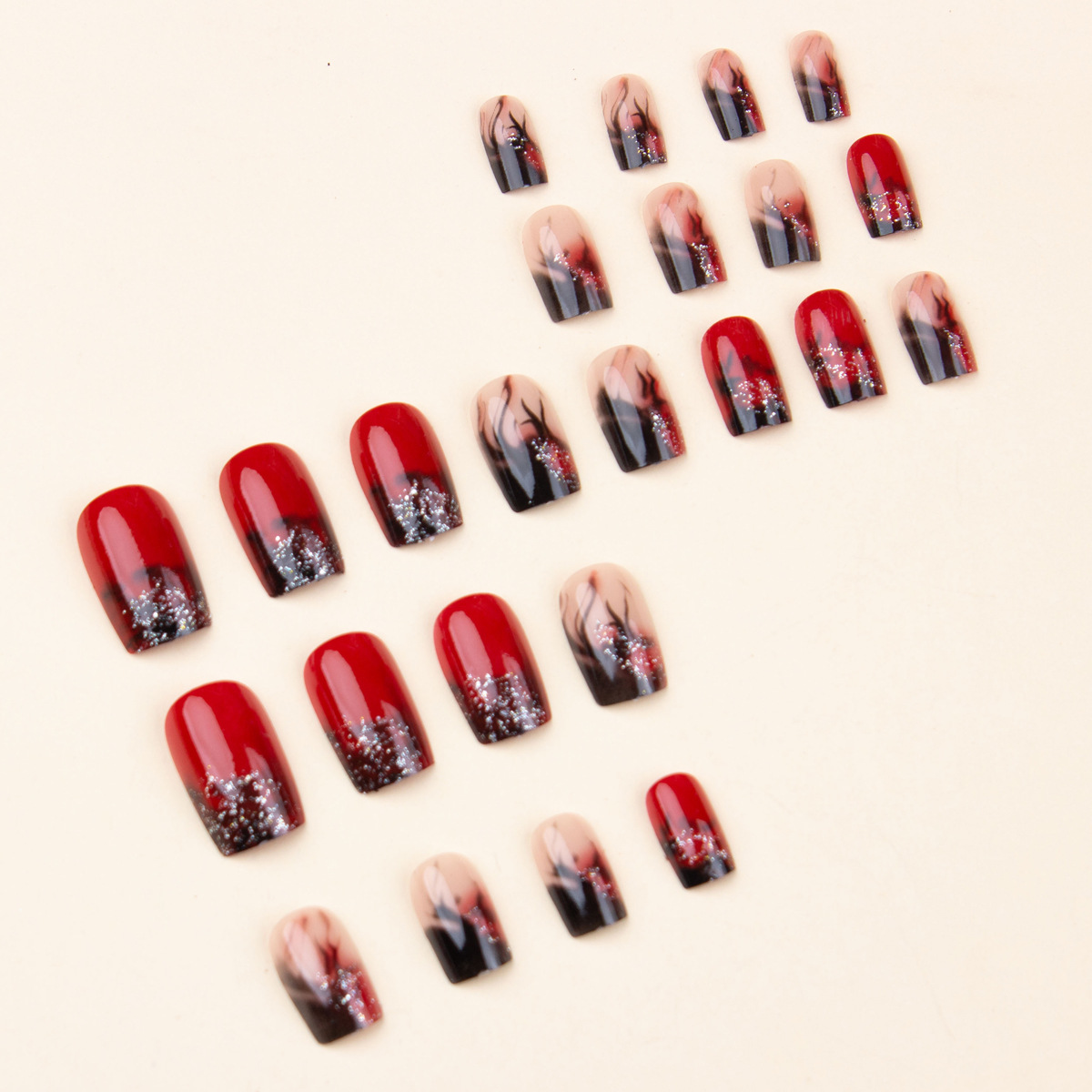 Colorful Flame Fire Pattern Fake Nail Patch
