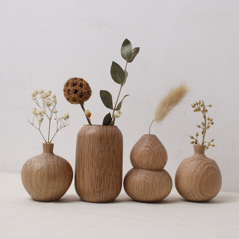 Japanese Style Groceries Solid Wood Dried Flowers And Flowerpot Wooden Craftwork Ins Vase — foto 10