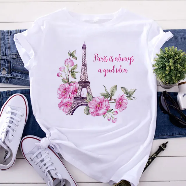 Popular Butterfly Flower Women's Short Sleeve Loose T shirt Yh 11504 - Shop at LoveMi