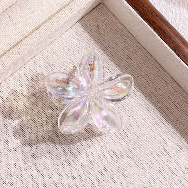 Mini 4CM Plumeria Rubra Grip Electroplated AB Color Bauhinia Barrettes White - Shop at LoveMi