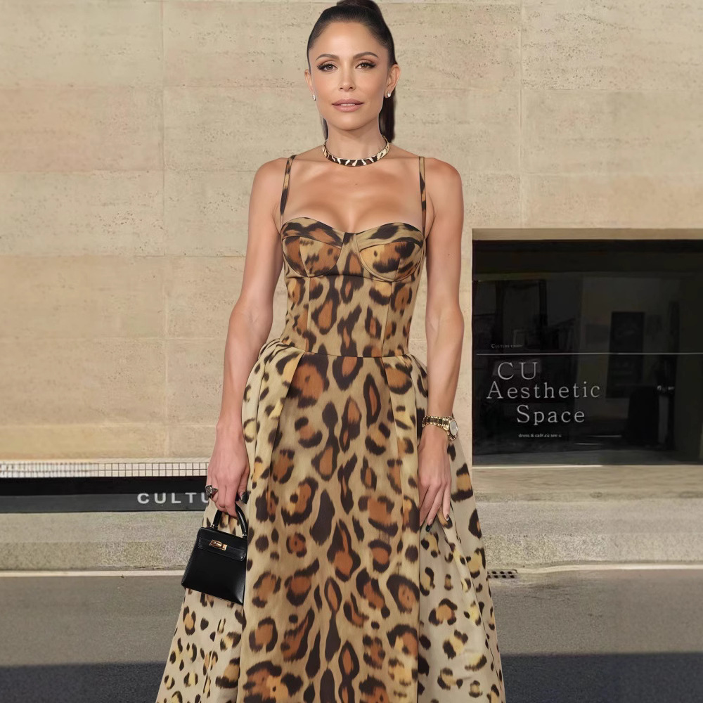Fashion Leopard Print Sleeveless Sling Dress