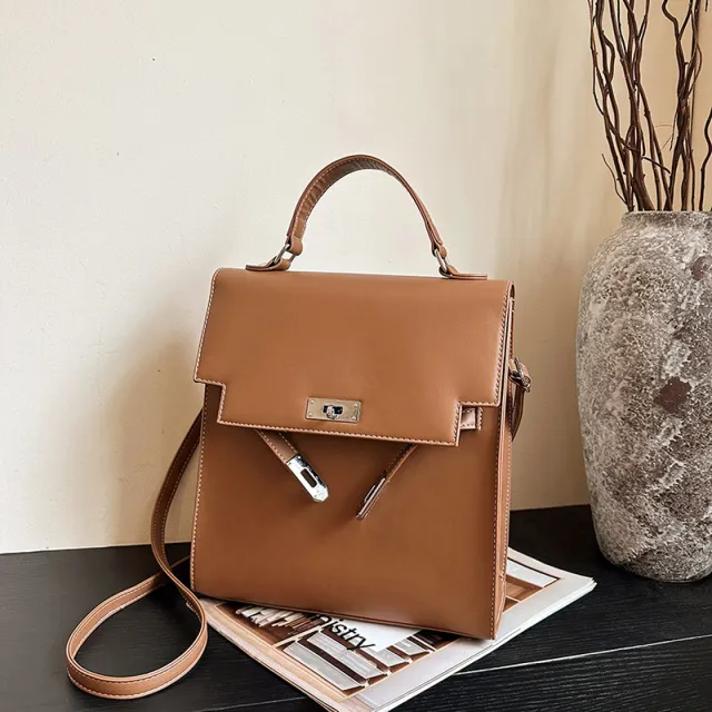 Vintage Buckle Backpack Multifunctional Women's Shoulder Bag Brown - Shop at LoveMi