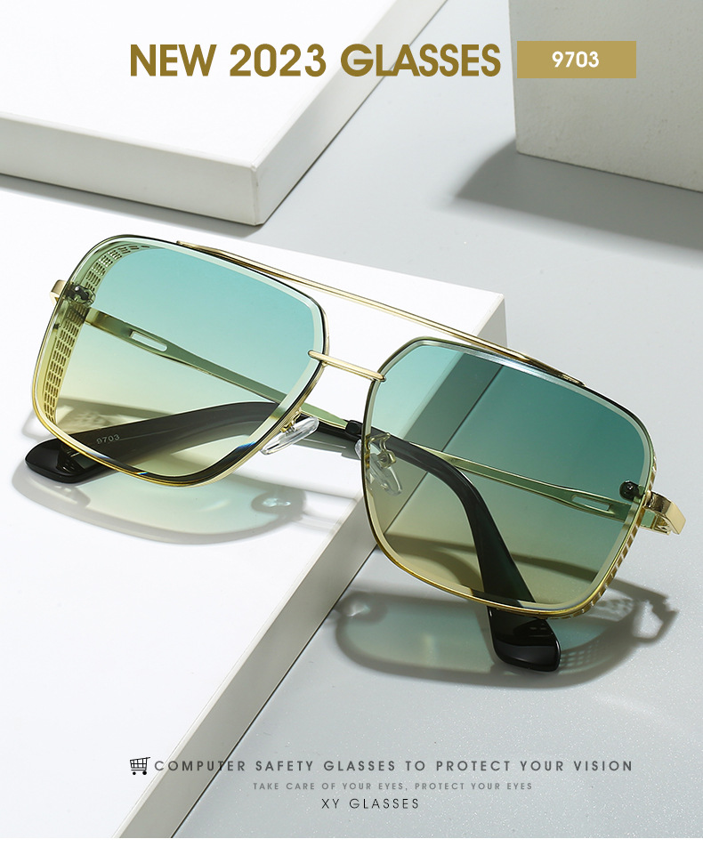 Gradient A Wire Fence Edge Retro Sunglasses - Image 12