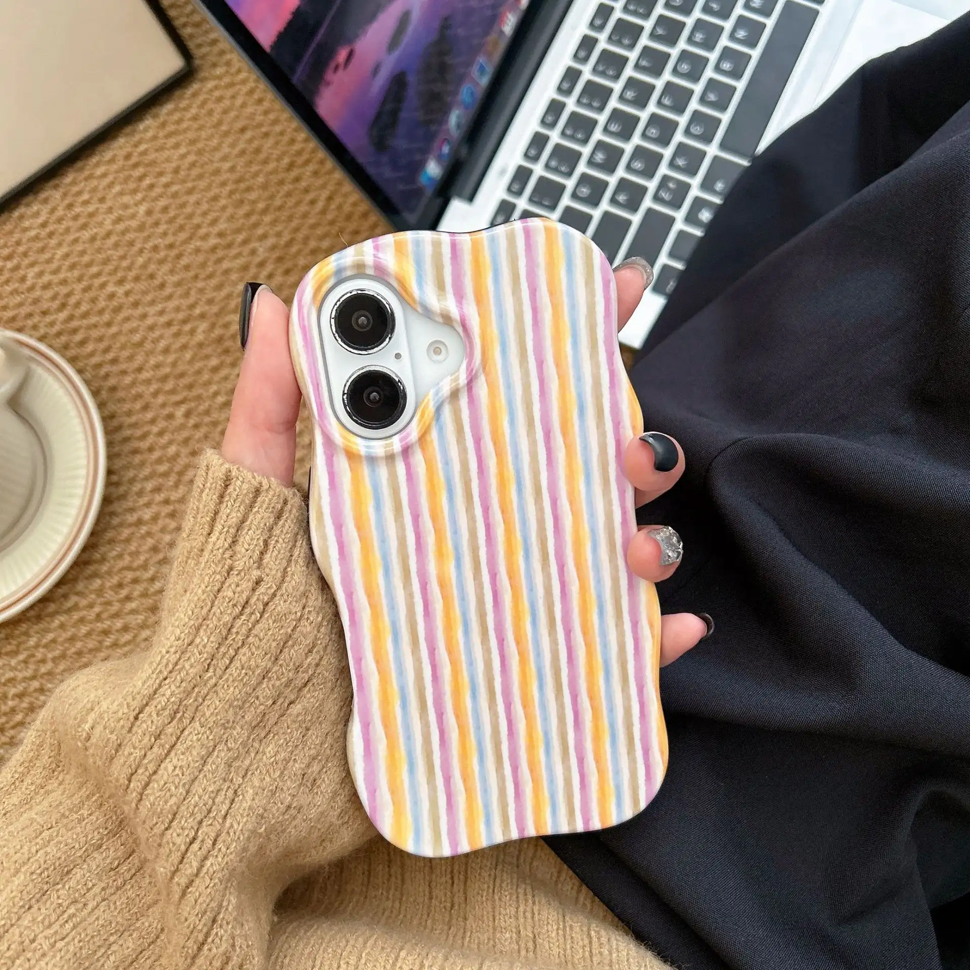 Niche Color-block Striped Phone Case