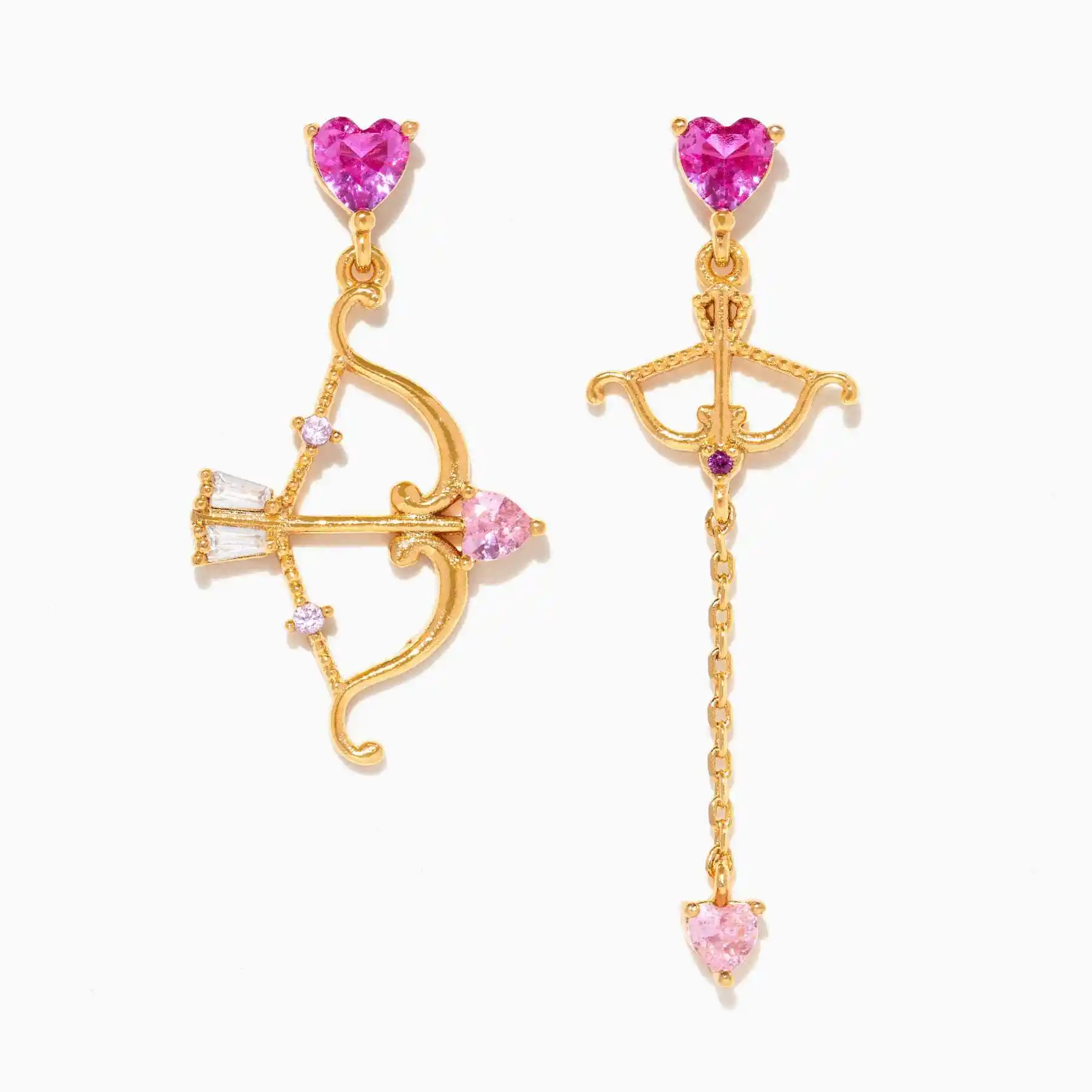 Europe And America Cross Border Cupid Heart Color Zircon Stud Earrings