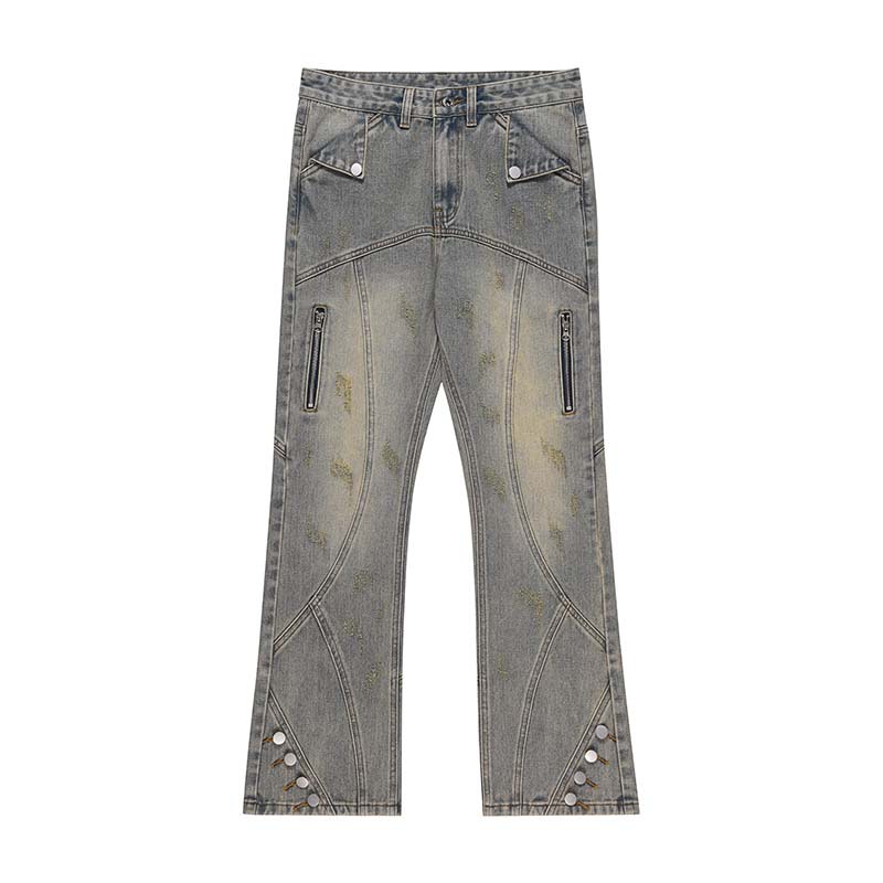 Men's Fashionable Loose All-match Vintage Zipper Button Trousers