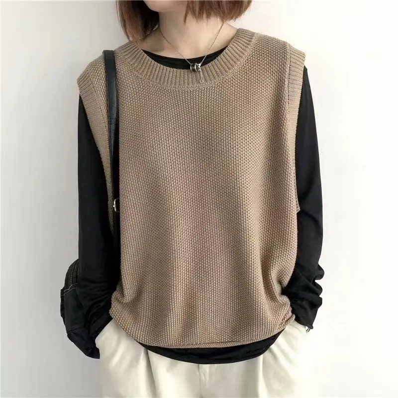 Women Sleeveless Vest Bandage Dress Outer Wear Solid Color
