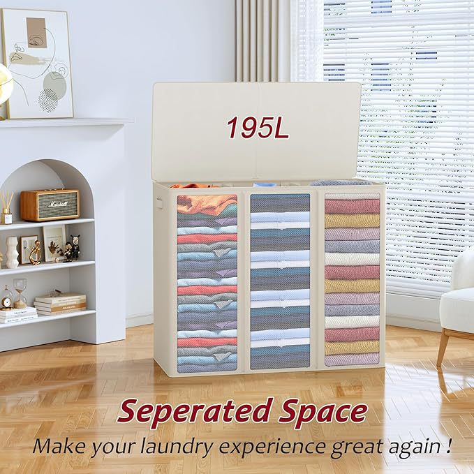 Large-capacity Compartmentalized Laundry Basket With Detachable Sections