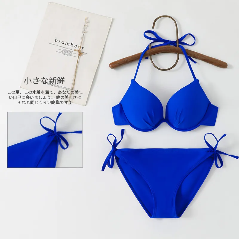Hot Spring Vacation Beach Bikini Swimsuit For Women - Blue