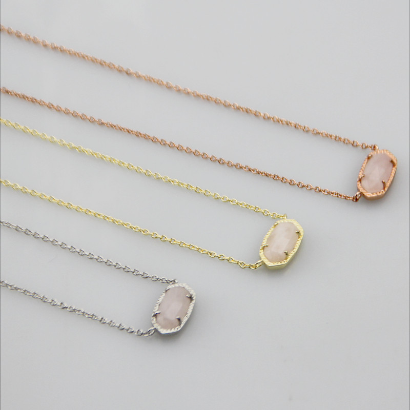 Fashion Simple Oval Crystal Pendant Necklace